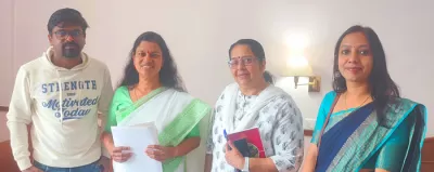 Meeting with Kerala Labour Minister Adv. Bindhu Krishna and Thrikkakara MLA Uma Thomas discussing IT sector layoffs, employment protection, and future workforce policies.