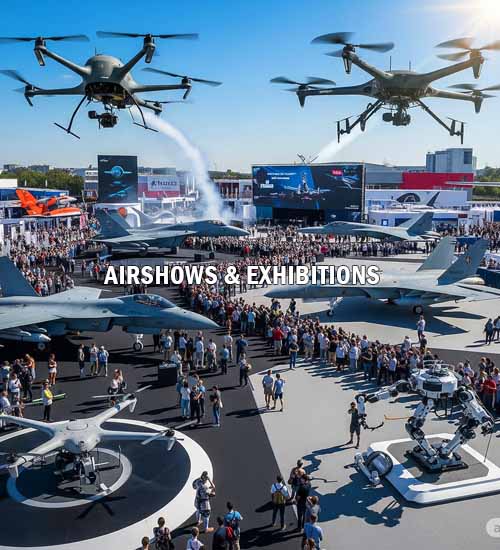 FAERI airshows and exhibitions promoting drone and aerospace tech