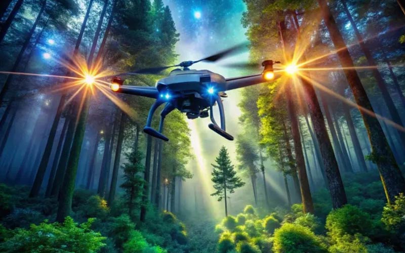 Environmental monitoring drone tracking pollution and deforestation